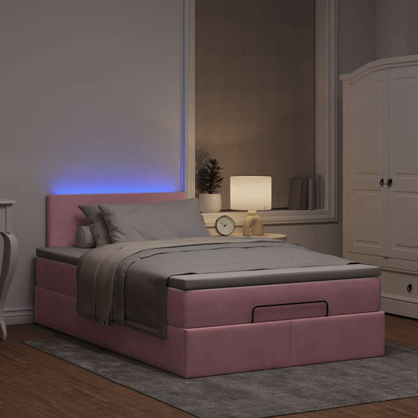 Ottomanbett mit Matratze & LEDs Rosa 120x190 cm