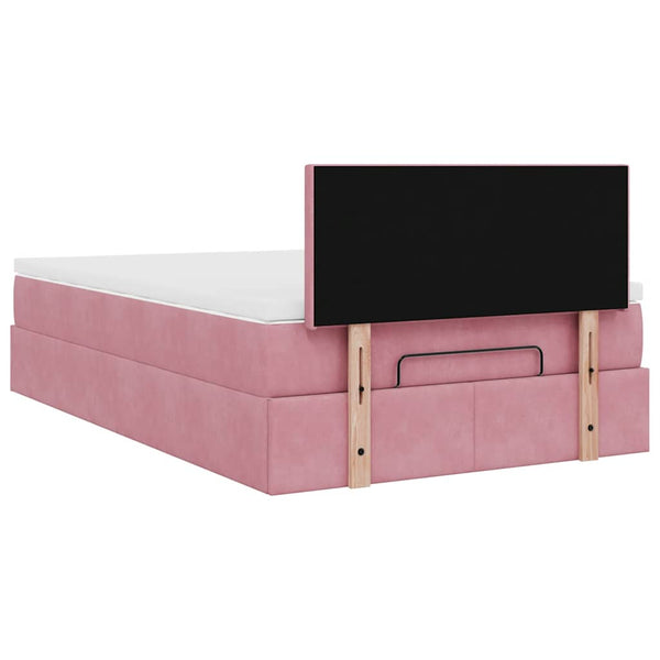 Ottomanbett mit Matratze & LEDs Rosa 120x190 cm