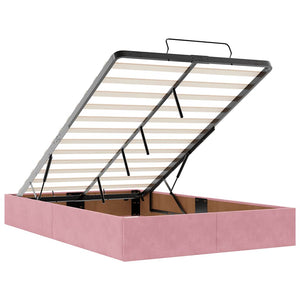 Ottomanbett mit Matratze & LEDs Rosa 120x190 cm