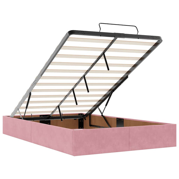 Ottomanbett mit Matratze & LEDs Rosa 120x190 cm