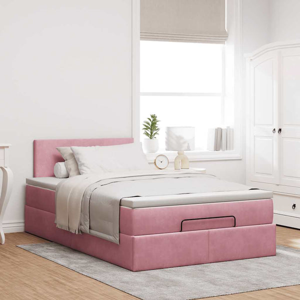 Ottomanbett mit Matratze & LEDs Rosa 120x190 cm