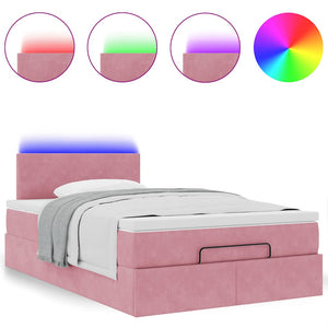 Ottomanbett mit Matratze & LEDs Rosa 120x190 cm