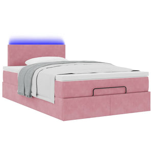 Ottomanbett mit Matratze & LEDs Rosa 120x190 cm