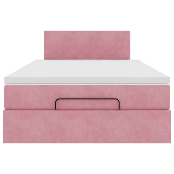 Ottomanbett mit Matratze & LEDs Rosa 120x190 cm