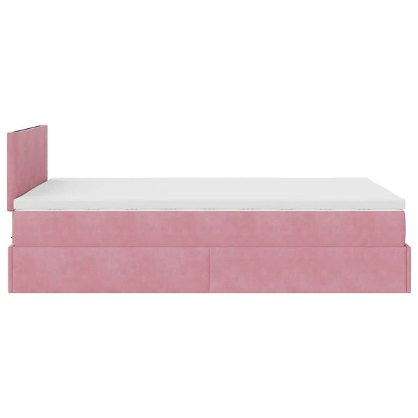 Ottomanbett mit Matratze & LEDs Rosa 120x190 cm