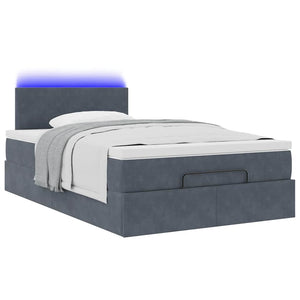 Ottoman Bett mit Matratze & LEDs 120x200 cm Dunkelgrau Samt