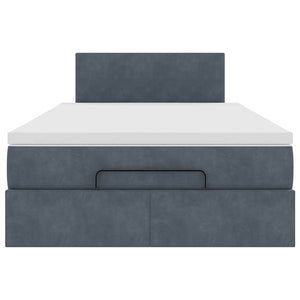 Ottoman Bett mit Matratze & LEDs 120x200 cm Dunkelgrau Samt