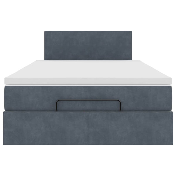 Ottoman Bett mit Matratze & LEDs 120x200 cm Dunkelgrau Samt