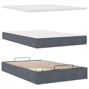 Ottoman Bett mit Matratze & LEDs 120x200 cm Dunkelgrau Samt
