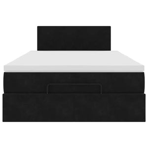 Ottoman Bett mit Matratze & LEDs 120x200 cm Samt Schwarz