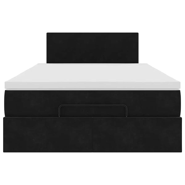 Ottoman Bett mit Matratze & LEDs 120x200 cm Samt Schwarz