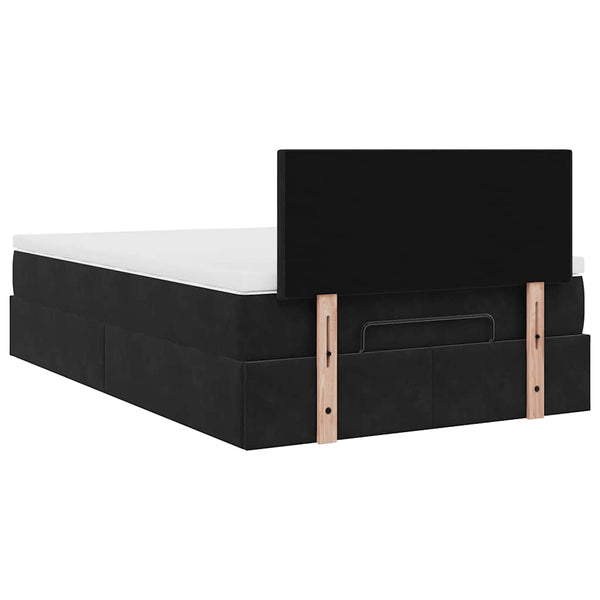 Ottoman Bett mit Matratze & LEDs 120x200 cm Samt Schwarz