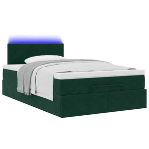 Ottoman Bett mit Matratze & LEDs Dunkelgrün 120x200 cm