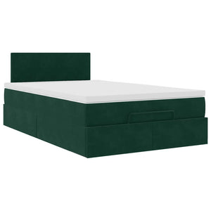 Ottoman Bett mit Matratze & LEDs Dunkelgrün 120x200 cm