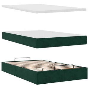 Ottoman Bett mit Matratze & LEDs Dunkelgrün 120x200 cm