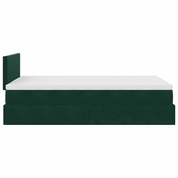 Ottoman Bett mit Matratze & LEDs Dunkelgrün 120x200 cm