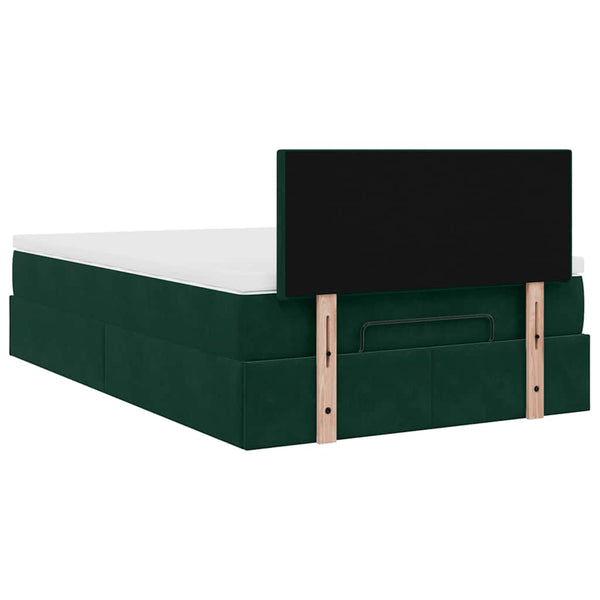 Ottoman Bett mit Matratze & LEDs Dunkelgrün 120x200 cm