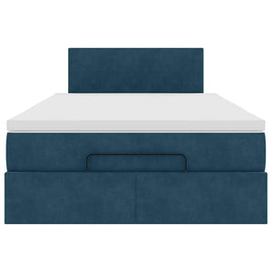 Ottoman Bett mit Matratze & LEDs Dunkelblau 120x200 cm