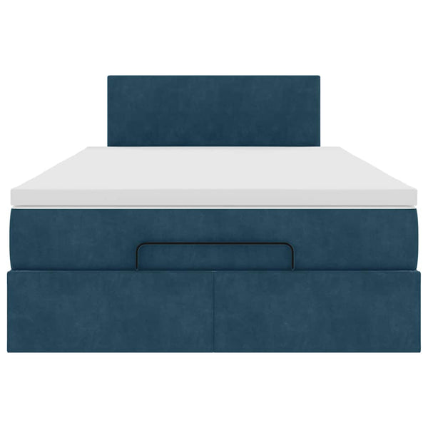 Ottoman Bett mit Matratze & LEDs Dunkelblau 120x200 cm