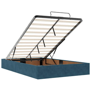 Ottoman Bett mit Matratze & LEDs Dunkelblau 120x200 cm