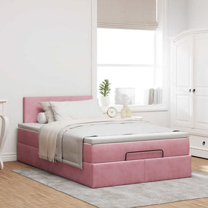 Ottoman Bett mit Matratze & LEDs Rosa 120x200 cm
