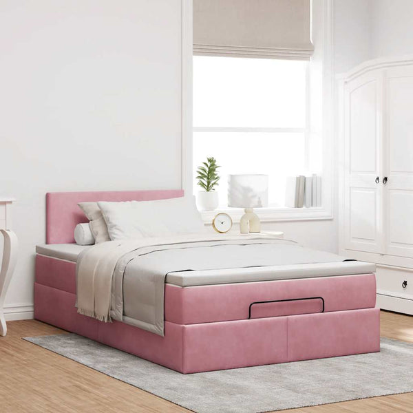 Ottoman Bett mit Matratze & LEDs Rosa 120x200 cm