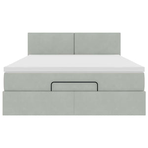 Ottoman Bett mit Matratze & LEDs Hellgrau 140x190 cm