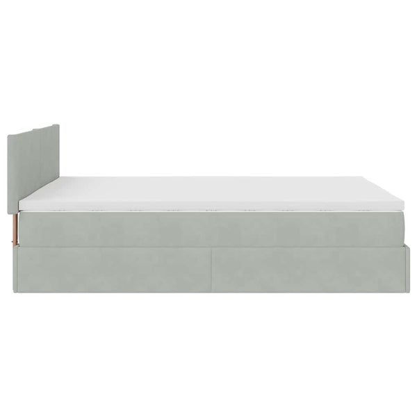 Ottoman Bett mit Matratze & LEDs Hellgrau 140x190 cm