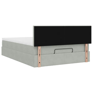 Ottoman Bett mit Matratze & LEDs Hellgrau 140x190 cm
