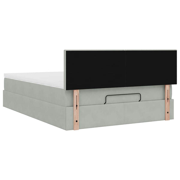 Ottoman Bett mit Matratze & LEDs Hellgrau 140x190 cm