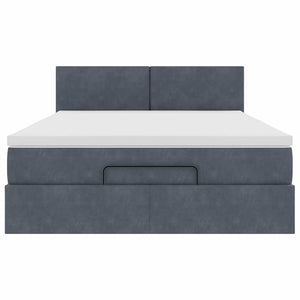 Ottoman Bett mit Matratze & LEDs Dunkelgrau 140x190 cm