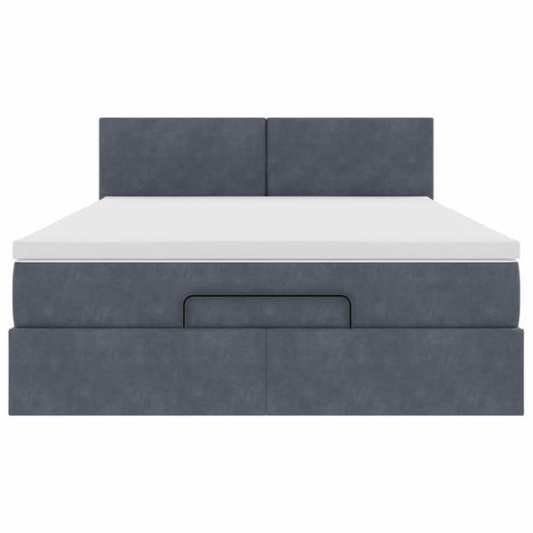 Ottoman Bett mit Matratze & LEDs Dunkelgrau 140x190 cm