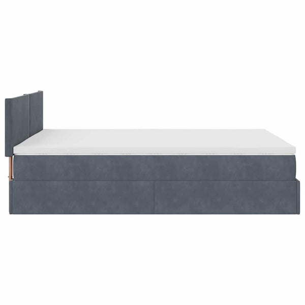 Ottoman Bett mit Matratze & LEDs Dunkelgrau 140x190 cm