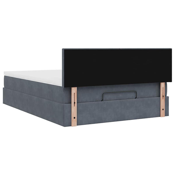 Ottoman Bett mit Matratze & LEDs Dunkelgrau 140x190 cm