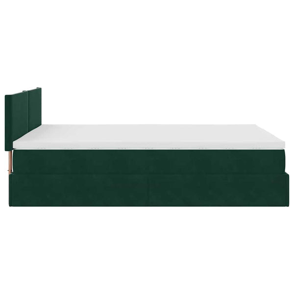 Ottoman Bett mit Matratze & LEDs Dunkelgrün 140x190 cm