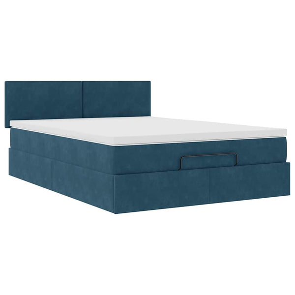 Ottoman Bett mit Matratze & LEDs Dunkelblau 140x190 cm