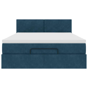 Ottoman Bett mit Matratze & LEDs Dunkelblau 140x190 cm
