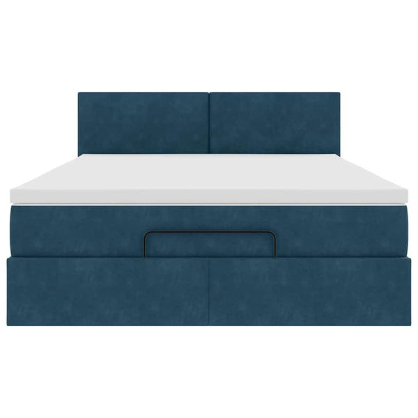 Ottoman Bett mit Matratze & LEDs Dunkelblau 140x190 cm