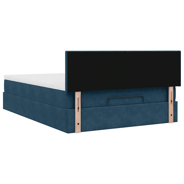Ottoman Bett mit Matratze & LEDs Dunkelblau 140x190 cm