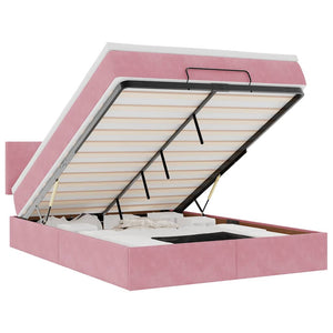 Ottoman Bett mit Matratze & LEDs Rosa 140x190 cm