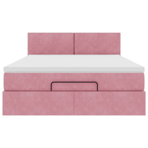 Ottoman Bett mit Matratze & LEDs Rosa 140x190 cm