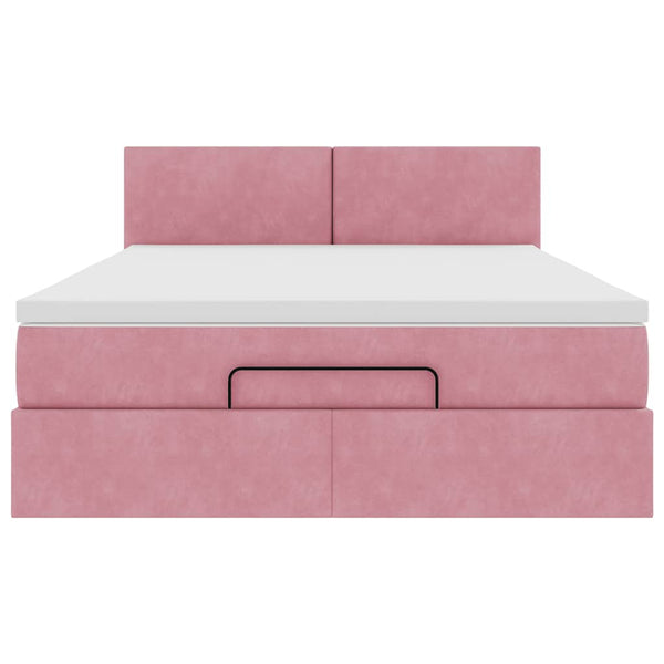 Ottoman Bett mit Matratze & LEDs Rosa 140x190 cm