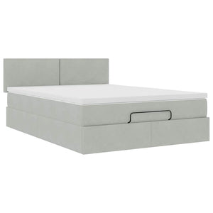 Ottoman Bett mit Matratze & LEDs Hellgrau 140x200 cm