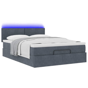 Ottoman Bett mit Matratze & LED Dunkelgrau 140x200 cm