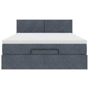Ottoman Bett mit Matratze & LED Dunkelgrau 140x200 cm