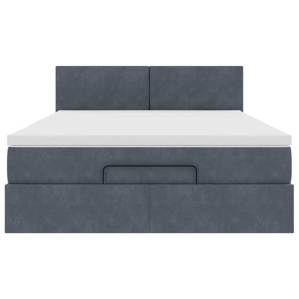 Ottoman Bett mit Matratze & LED Dunkelgrau 140x200 cm