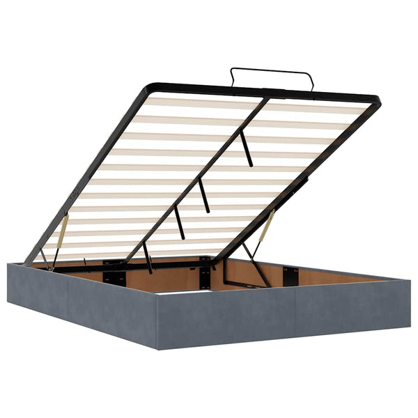 Ottoman Bett mit Matratze & LED Dunkelgrau 140x200 cm