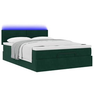 Ottoman Bett mit Matratze & LEDs Dunkelgrün 140x200cm