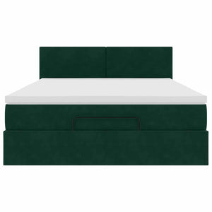 Ottoman Bett mit Matratze & LEDs Dunkelgrün 140x200cm
