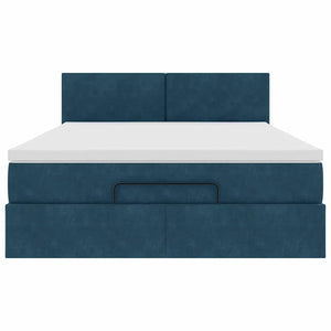 Ottoman Bett mit Matratze & LEDs Dunkelblau 140x200 cm
